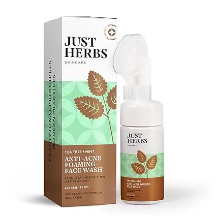 Just Herbs Anti Acne Foaming Face Wash with Tea Tree & Mint